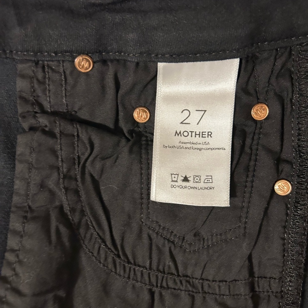 Mother The Looker High Waist Raw Hem Ankle Crop Not Guilty Black Jeans SZ 27 / 4 - Picture 10 of 10